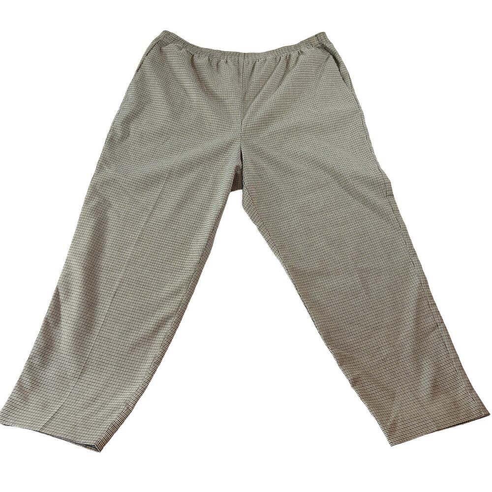 Alfred Dunner Pull On Pants Woman's 18 Brown Houndstooth Elastic Waist Stretch